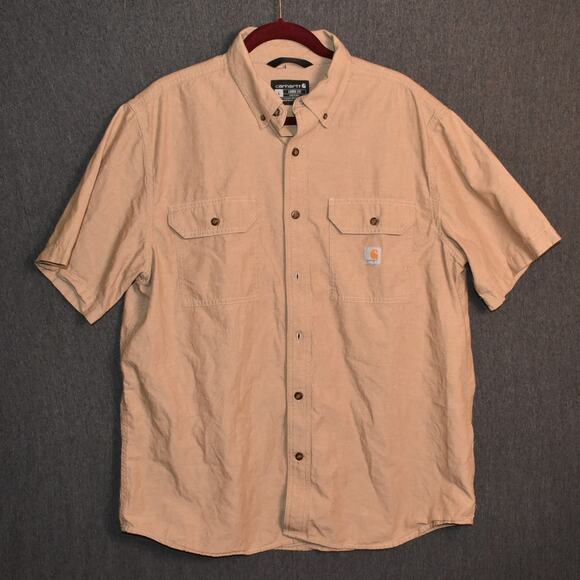 Carhartt Men's Large Work Shirt Loose Fit Short Sleeve Button Down - Picture 1 of 11
